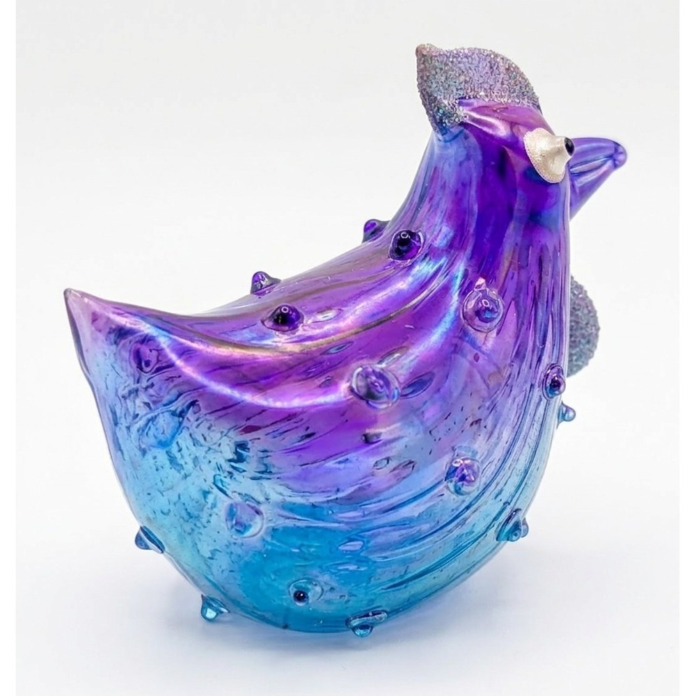 Pier 1 Imports Blanche the Bumpy Chicken, Purple / Blue Glass, 2.5" x 2.25" - Picture 5 of 11